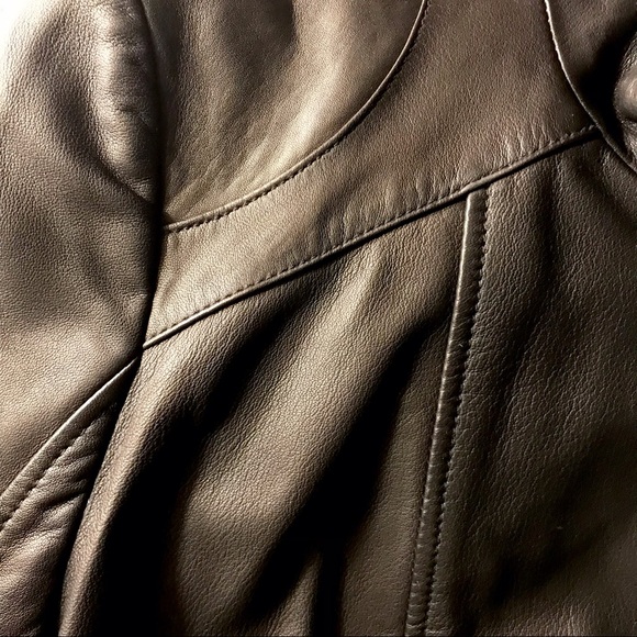 Authentic Donna Karan New York Leather Moto Jacket Black Large - Picture 12 of 16